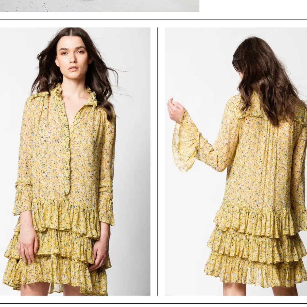 ZADIG & VOLTAIRE Rebbie Anemone Dress Yellow Size S